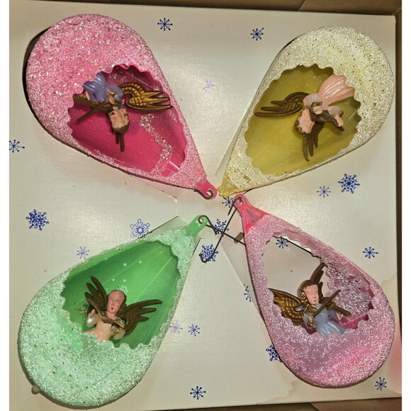 Jewelbrite Other - Jewelbrite Christmas Ornaments Diorama Choir Angels Frosted Glass Teardrop Unuse